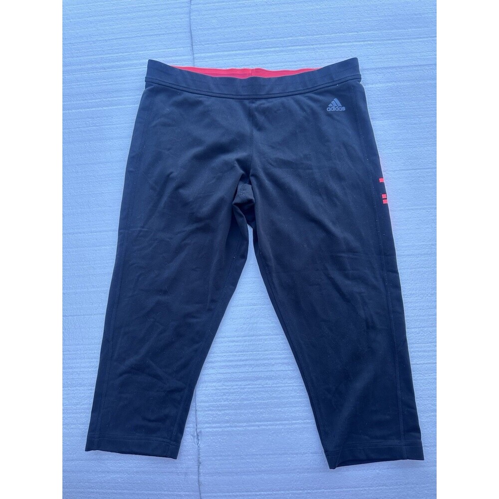 Adidas Womens Cropped Climalite Yoga Leggings Black Sz L